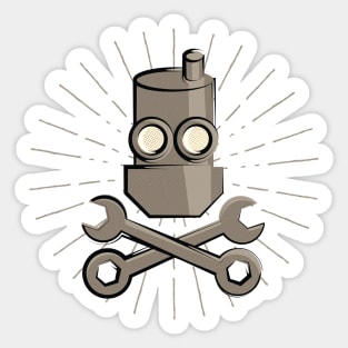 Pirate Robot Crossbones Sticker